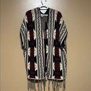 Full Tilt Brown and Cream Patterned Sweater Kimono